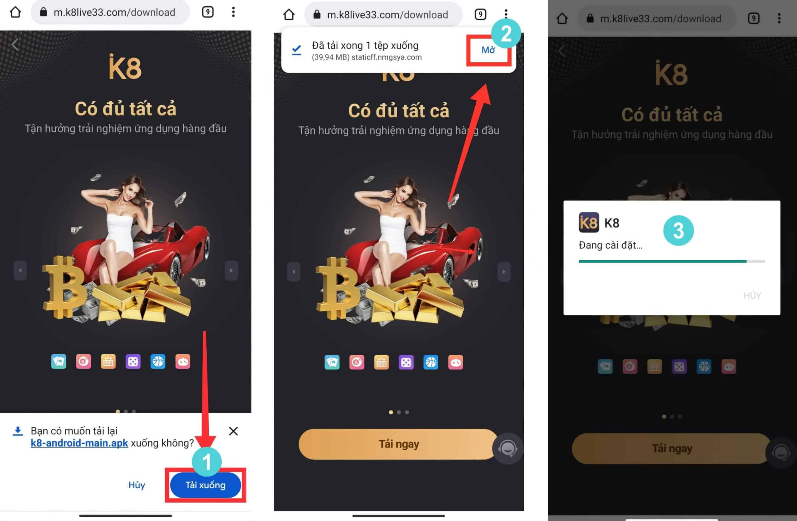 Tải app k8 trên android