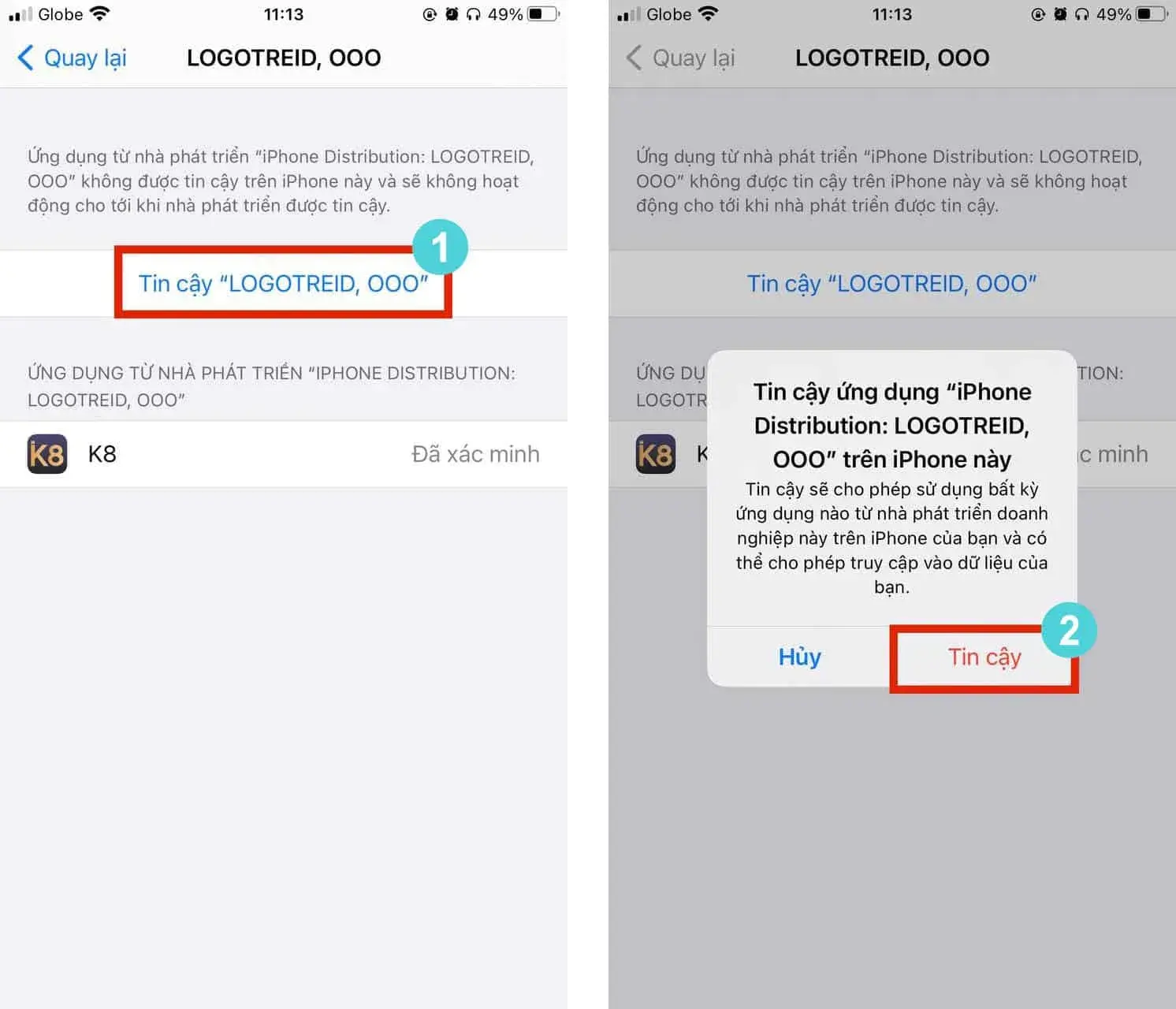 Tiến hành cài đặt app trên iphone