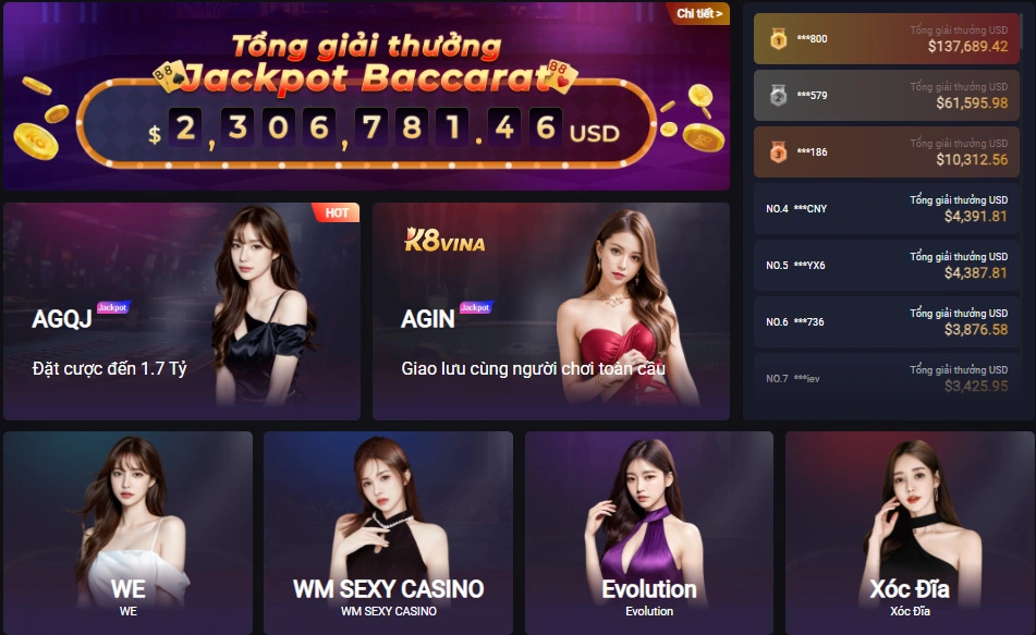 Sảnh game bài casino nổi bật